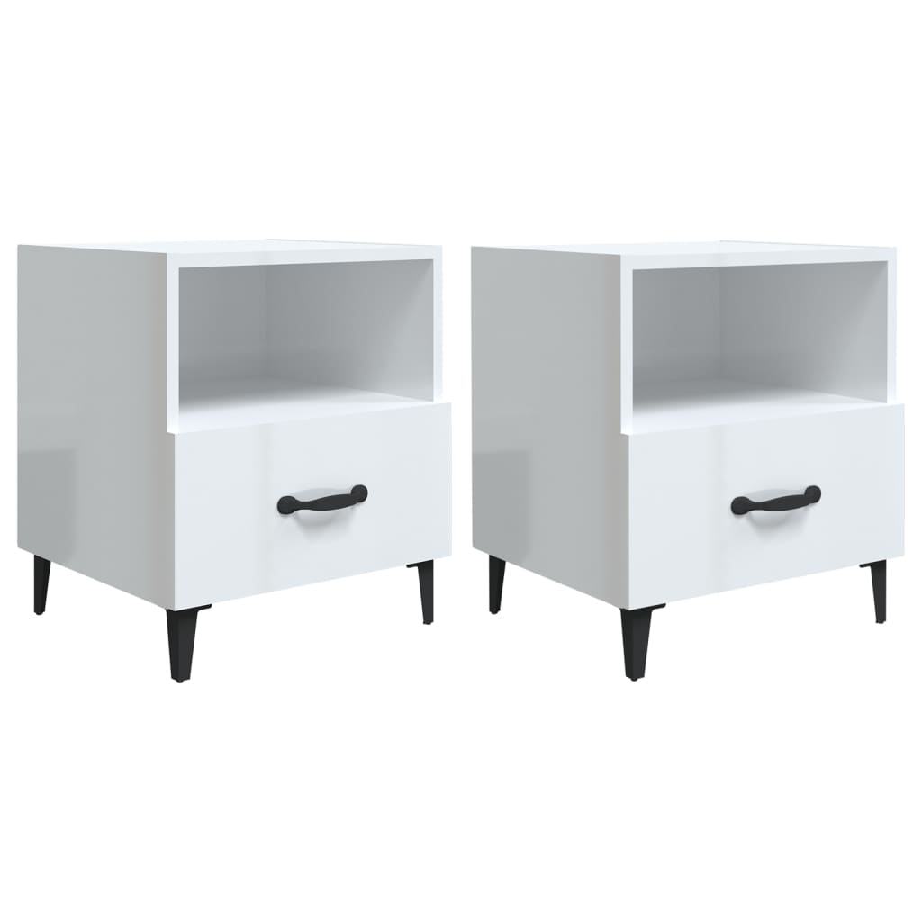 vidaXL Tables de chevet 2 pcs Blanc brillant Bois d'ingénierie