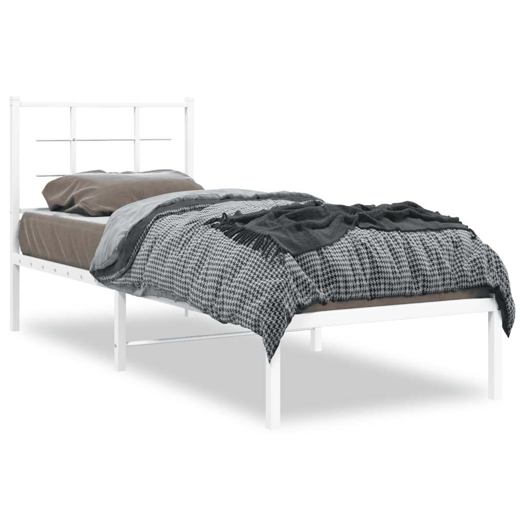 vidaXL Cadre de lit métal sans matelas avec tête de lit blanc 80x200cm