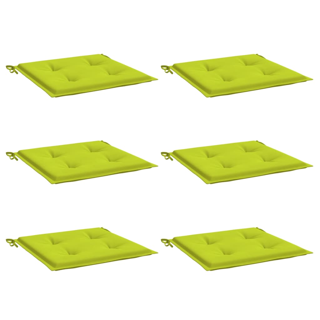 vidaXL Coussins de chaise de jardin lot de 6 vert vif 50x50x3 cm