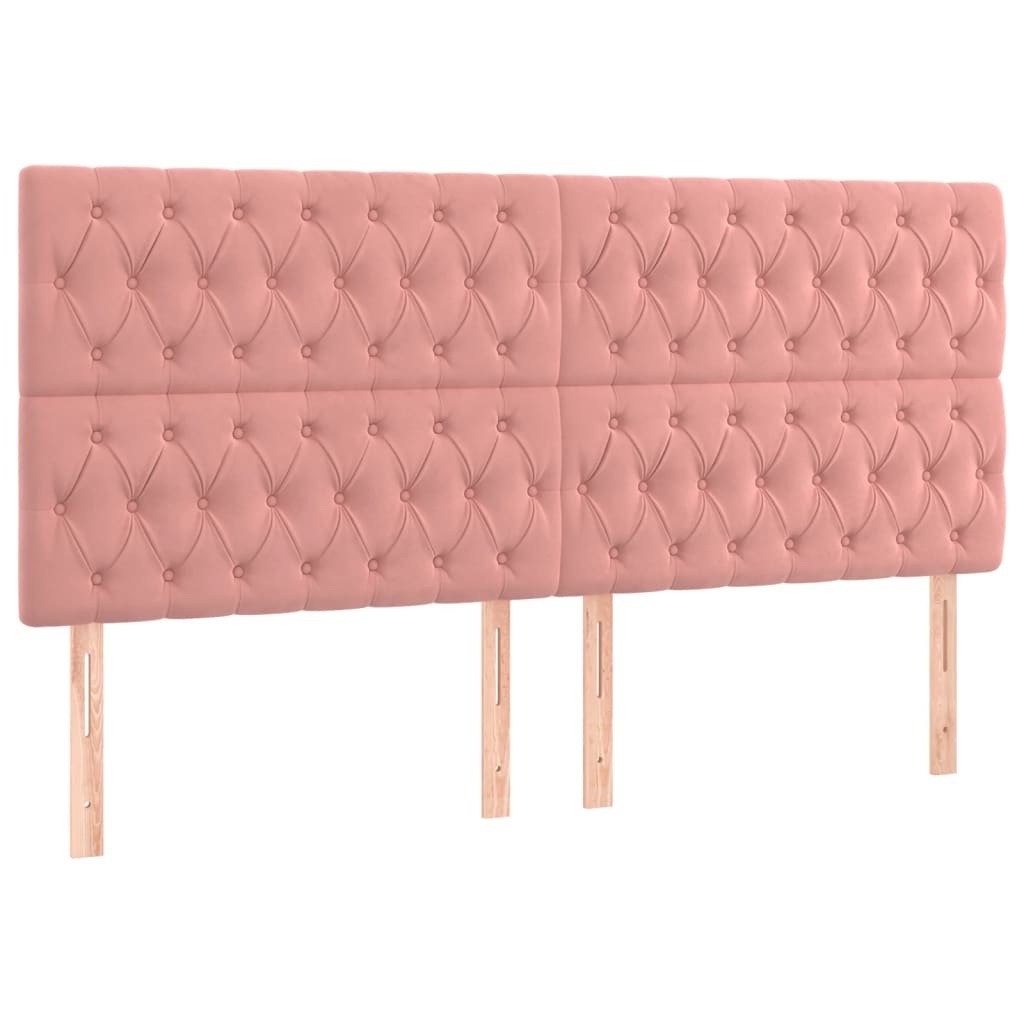 vidaXL Tête de lit à LED Rose 200x7x118/128 cm Velours