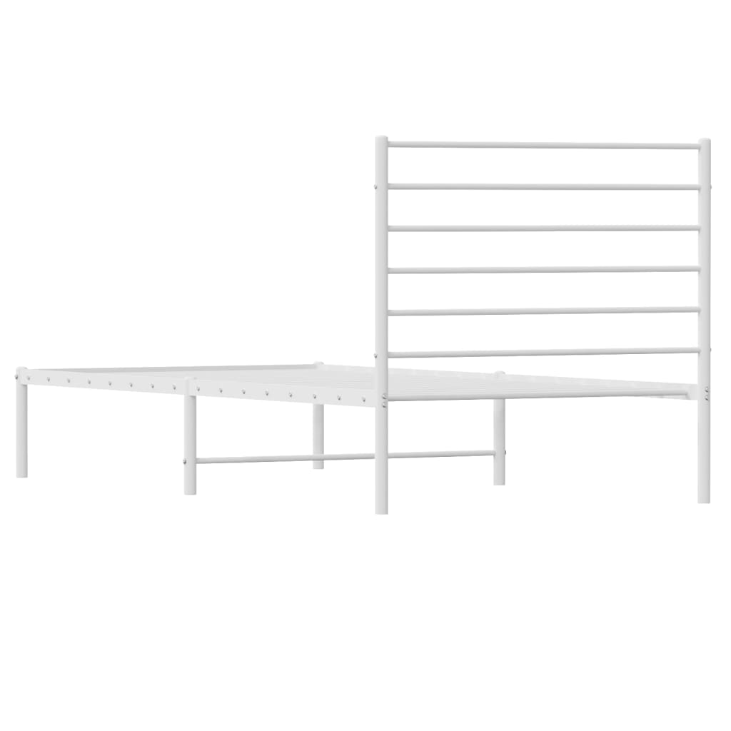 vidaXL Cadre de lit métal sans matelas avec tête de lit blanc 90x200cm