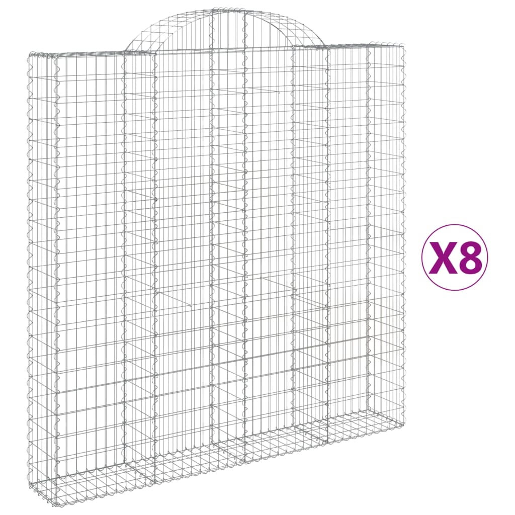 vidaXL Paniers à gabions arqués 8 pcs 200x30x200/220 cm fer galvanisé