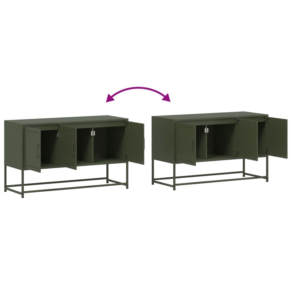 vidaXL Meuble TV vert olive 100,5x39x60,5 cm acier