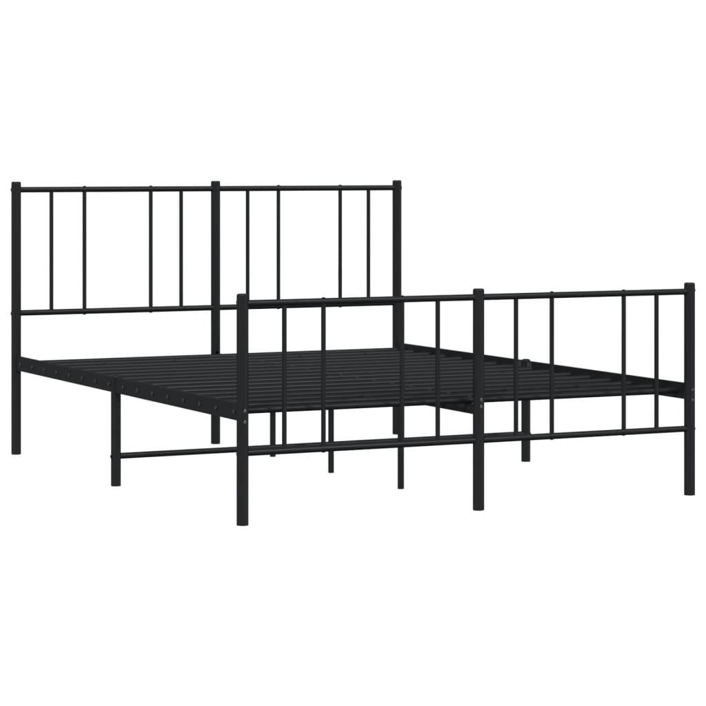 vidaXL Cadre de lit métal sans matelas avec pied de lit noir 140x200cm