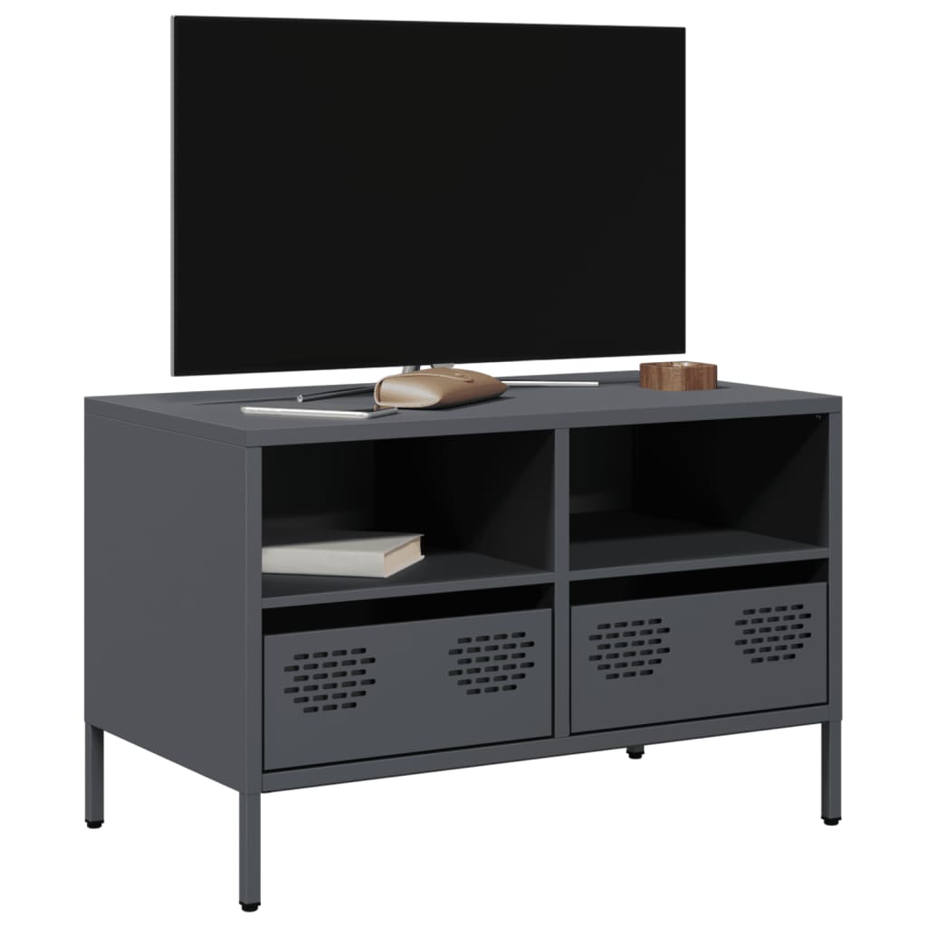 vidaXL Meuble TV anthracite 68x39x43,5 cm acier laminé à froid