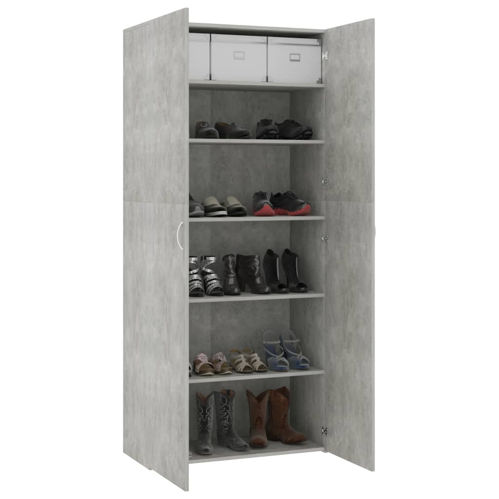 vidaXL Armoire à chaussures Gris béton 80x35,5x180cm Bois d’ingénierie