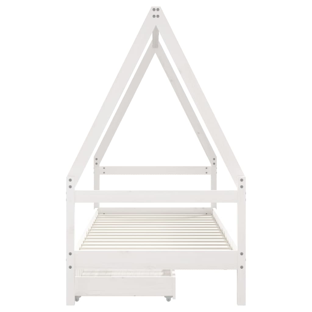 vidaXL Cadre de lit enfant tiroirs blanc 90x200 cm bois de pin massif