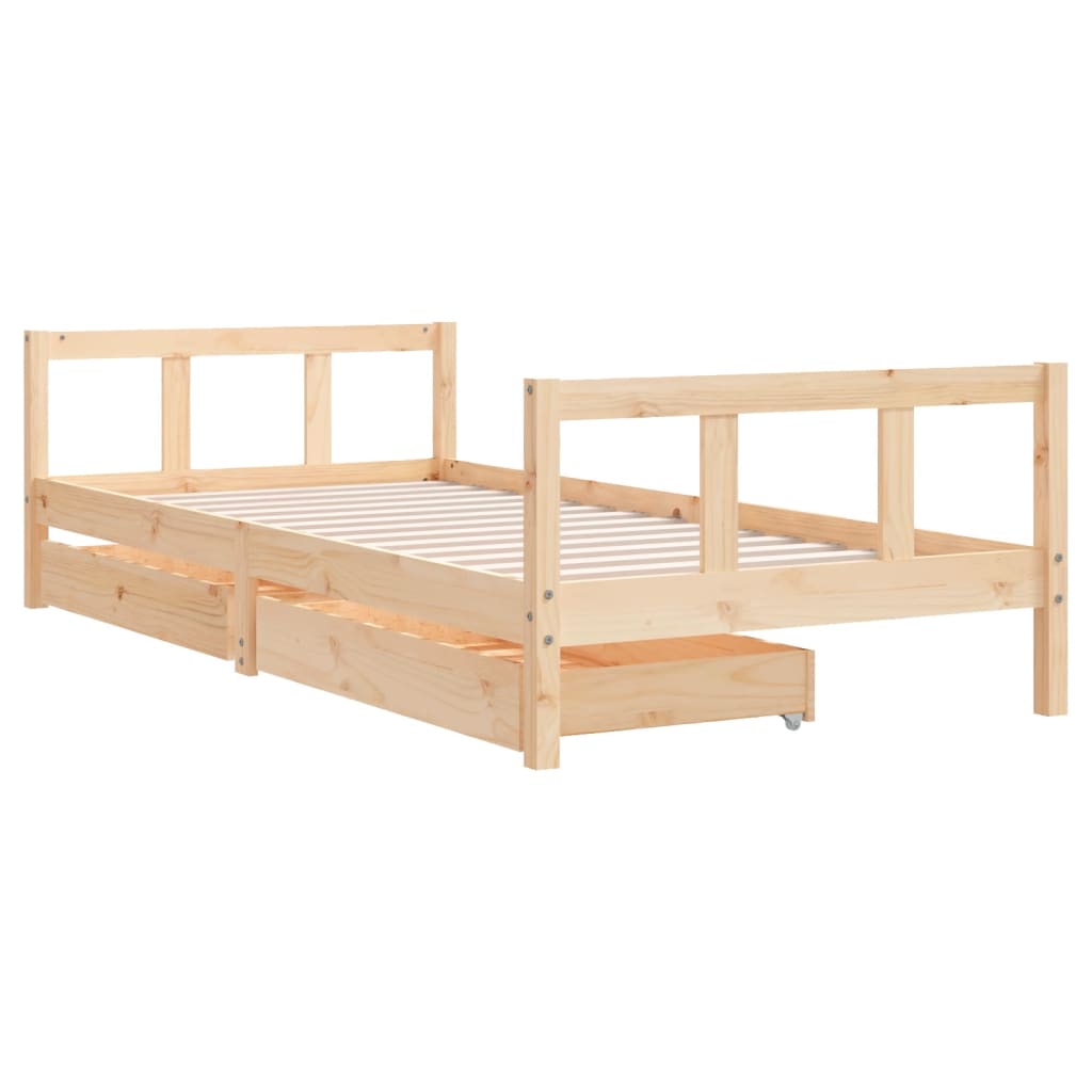 vidaXL Cadre de lit enfant avec tiroirs 90x200 cm bois de pin massif