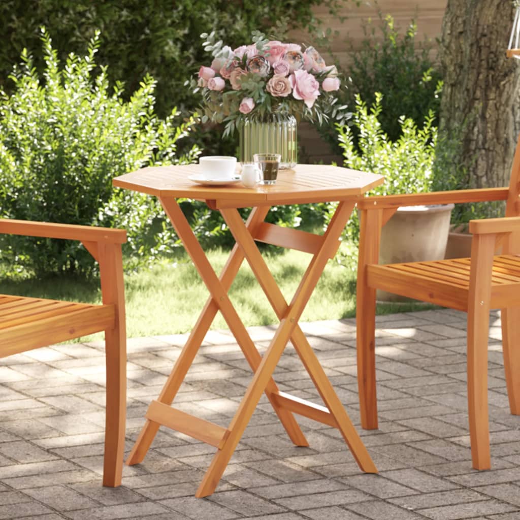 vidaXL Table pliable de jardin Ø70x75 cm bois d'acacia massif