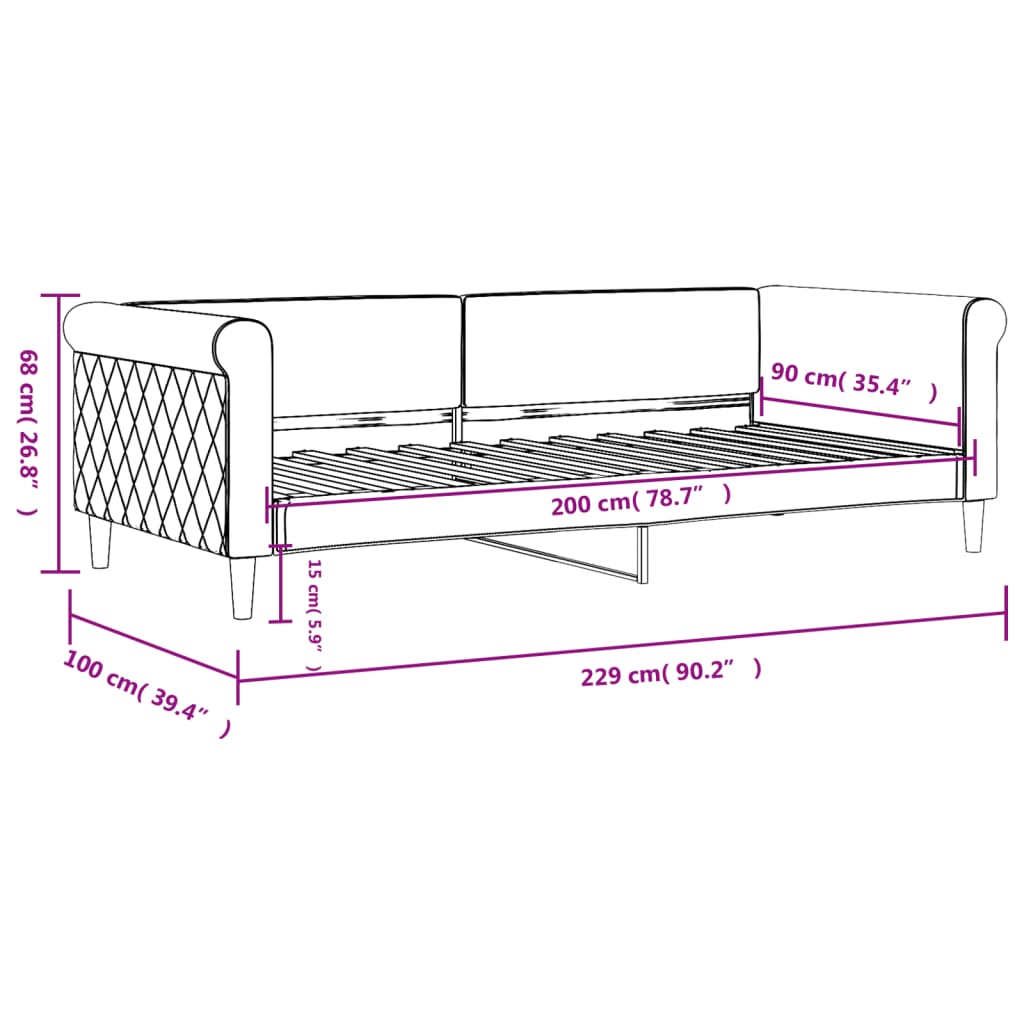 vidaXL Lit de repos vert foncé 90x200 cm velours