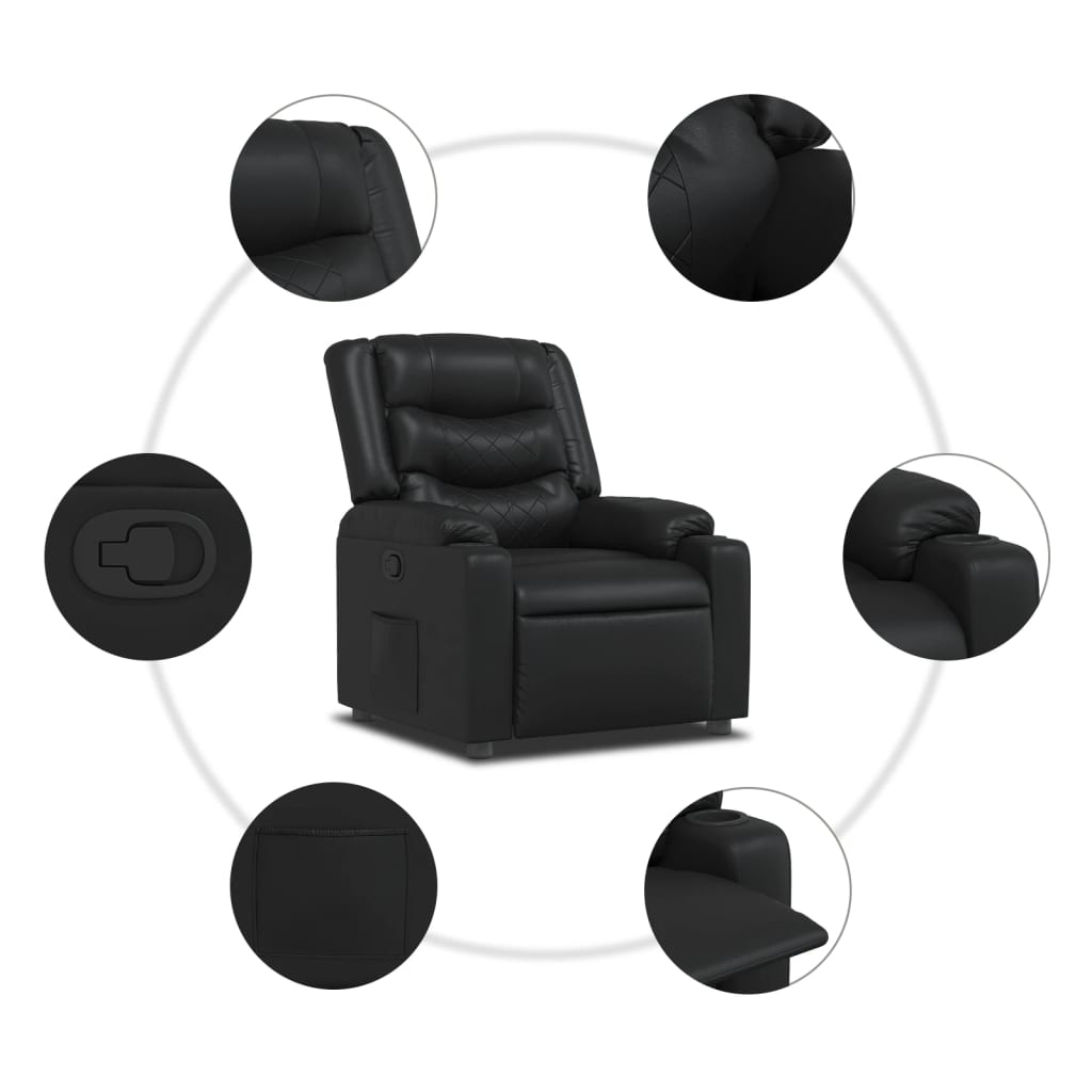 vidaXL Fauteuil inclinable Noir Similicuir