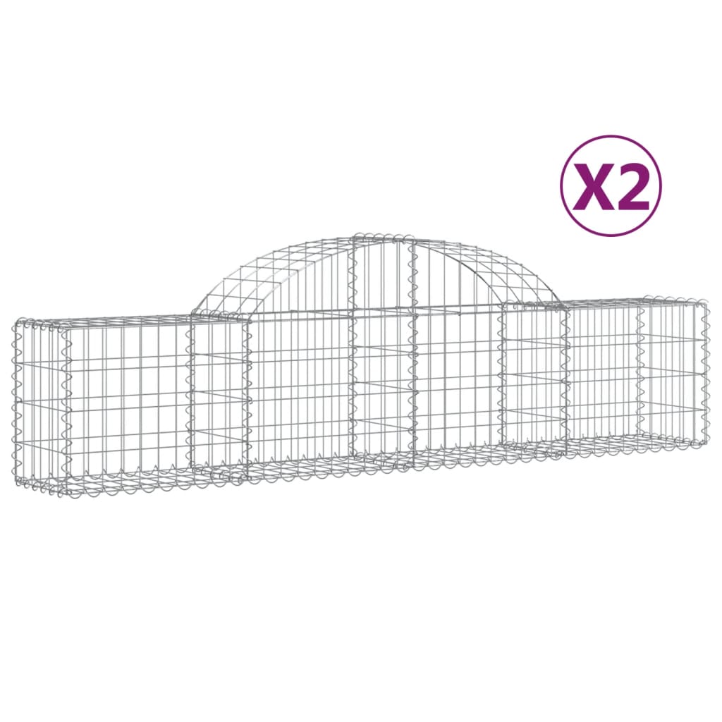 vidaXL Paniers à gabions arqués 2 pcs 200x30x40/60 cm Fer galvanisé