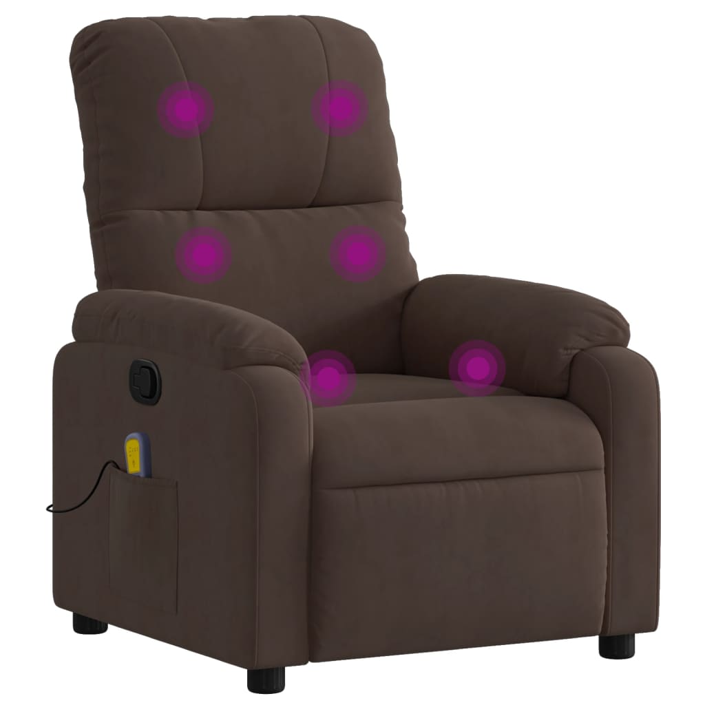 vidaXL Fauteuil inclinable de massage marron tissu microfibre