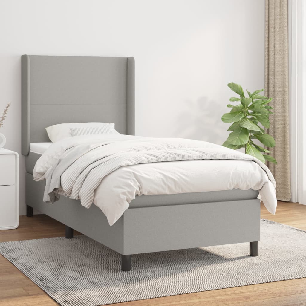 vidaXL Sommier à lattes de lit avec matelas Gris clair 80x200 cm Tissu