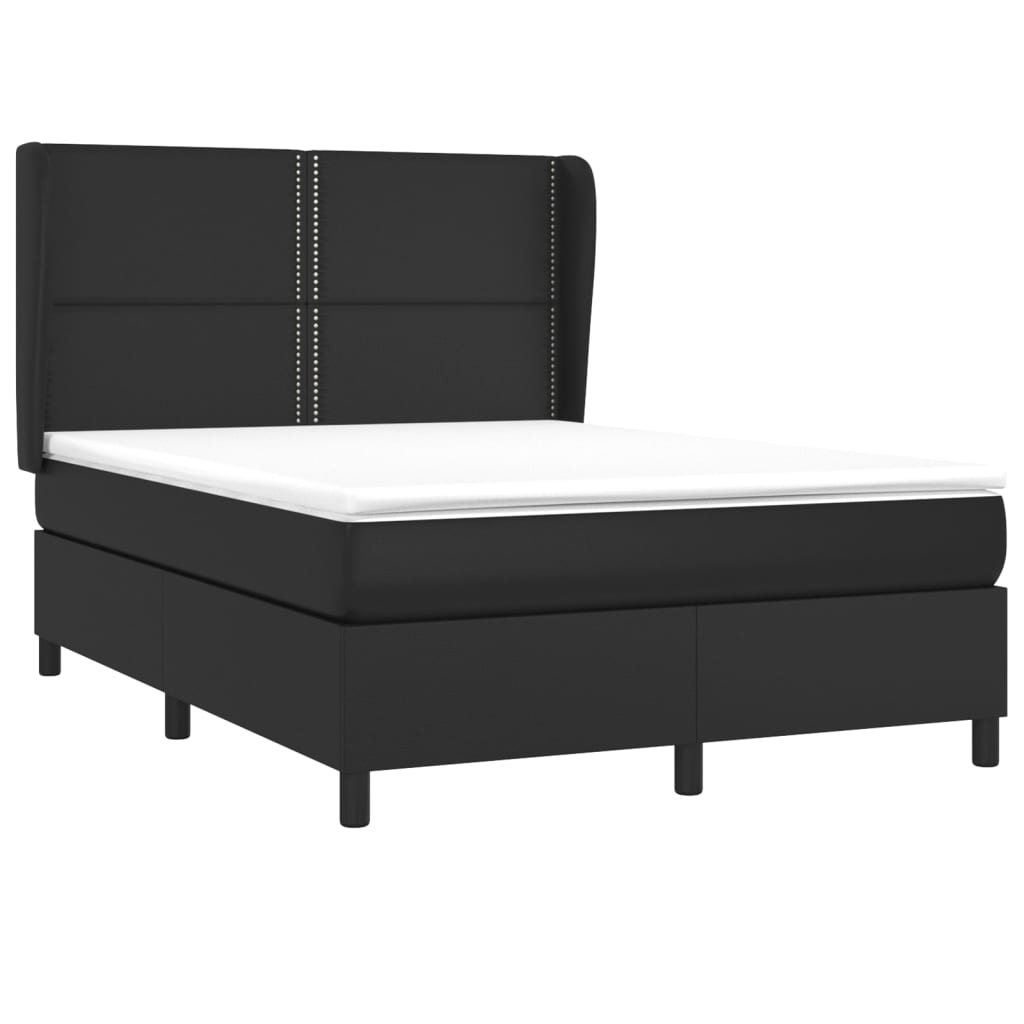 vidaXL Sommier à lattes de lit avec matelas Noir 140x200 cm Similicuir