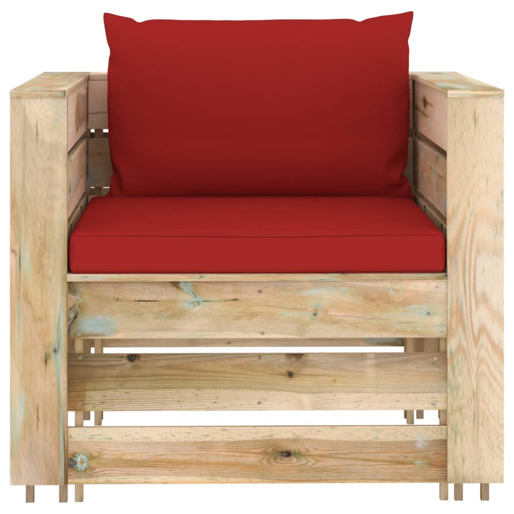 vidaXL Salon de jardin 2 pcs avec coussins Bois imprégné de vert