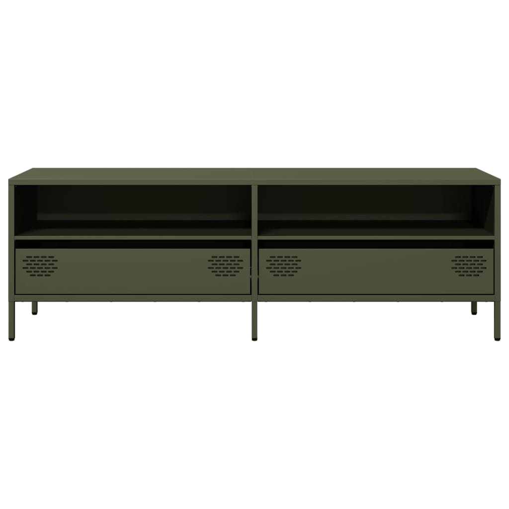 vidaXL Meuble TV vert olive 135x39x43,5 cm acier laminé à froid