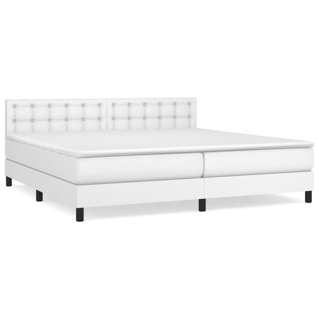 vidaXL Sommier à lattes de lit avec matelas Blanc 200x200cm Similicuir