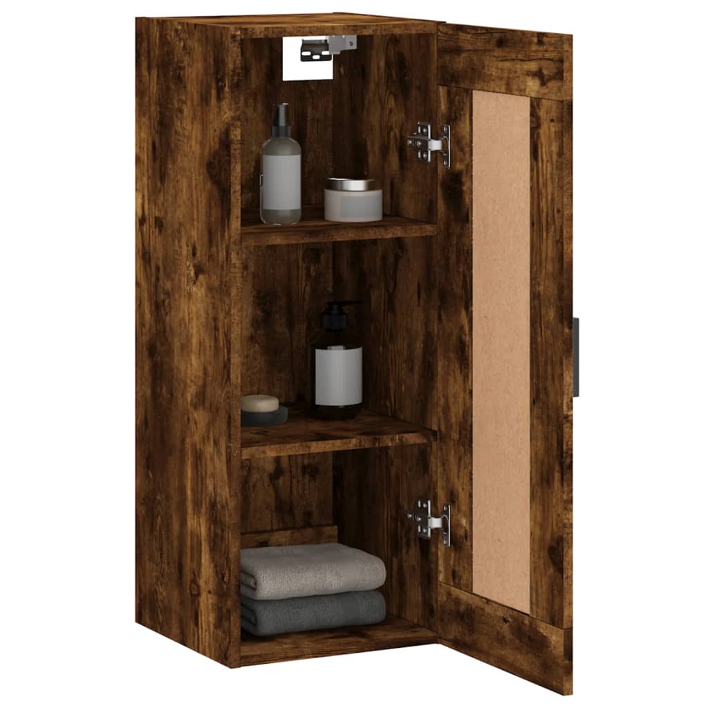 vidaXL Armoire murale chêne fumé 34,5x34x90 cm bois d'ingénierie