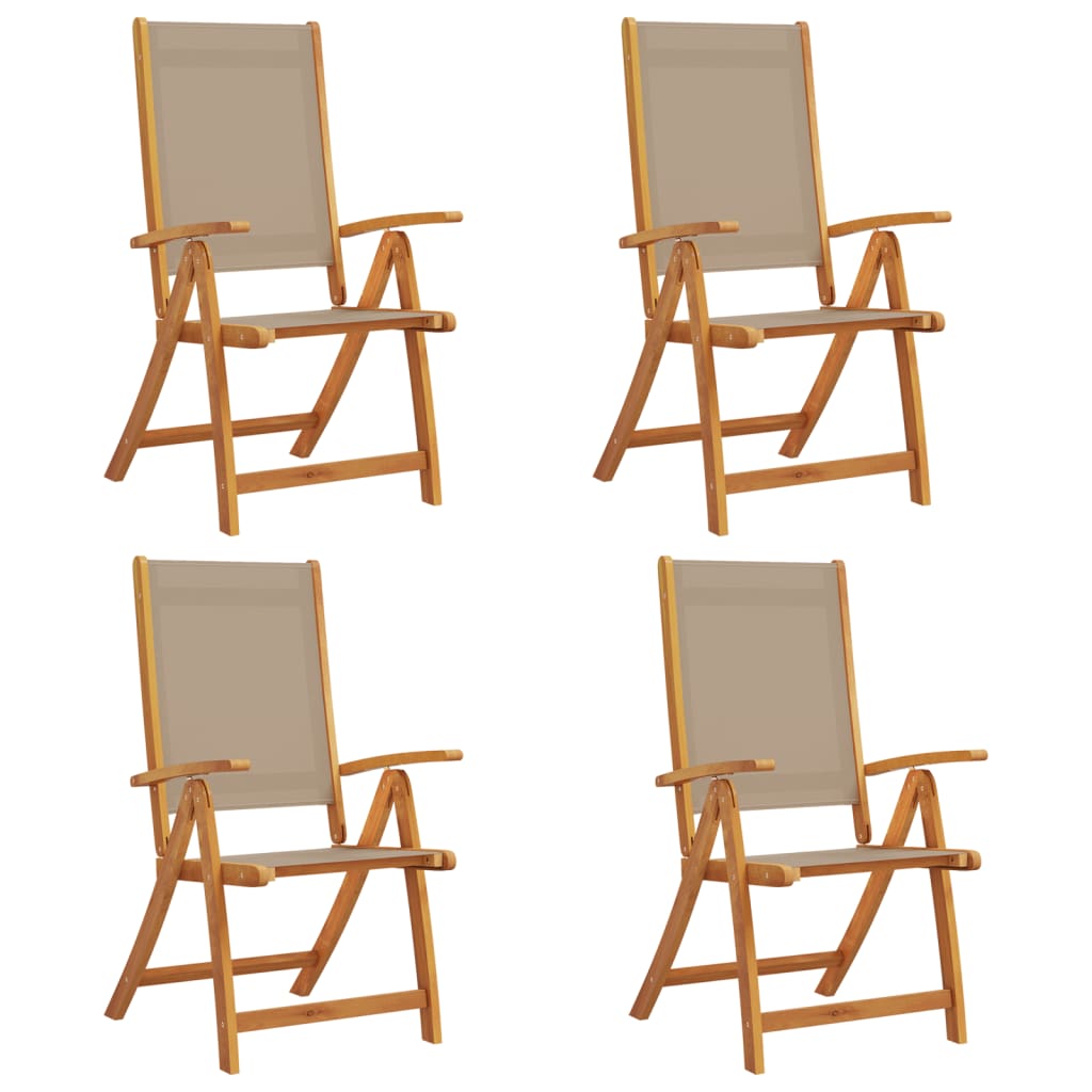 vidaXL Chaises pliables de jardin lot de 4 bois d'acacia et textilène