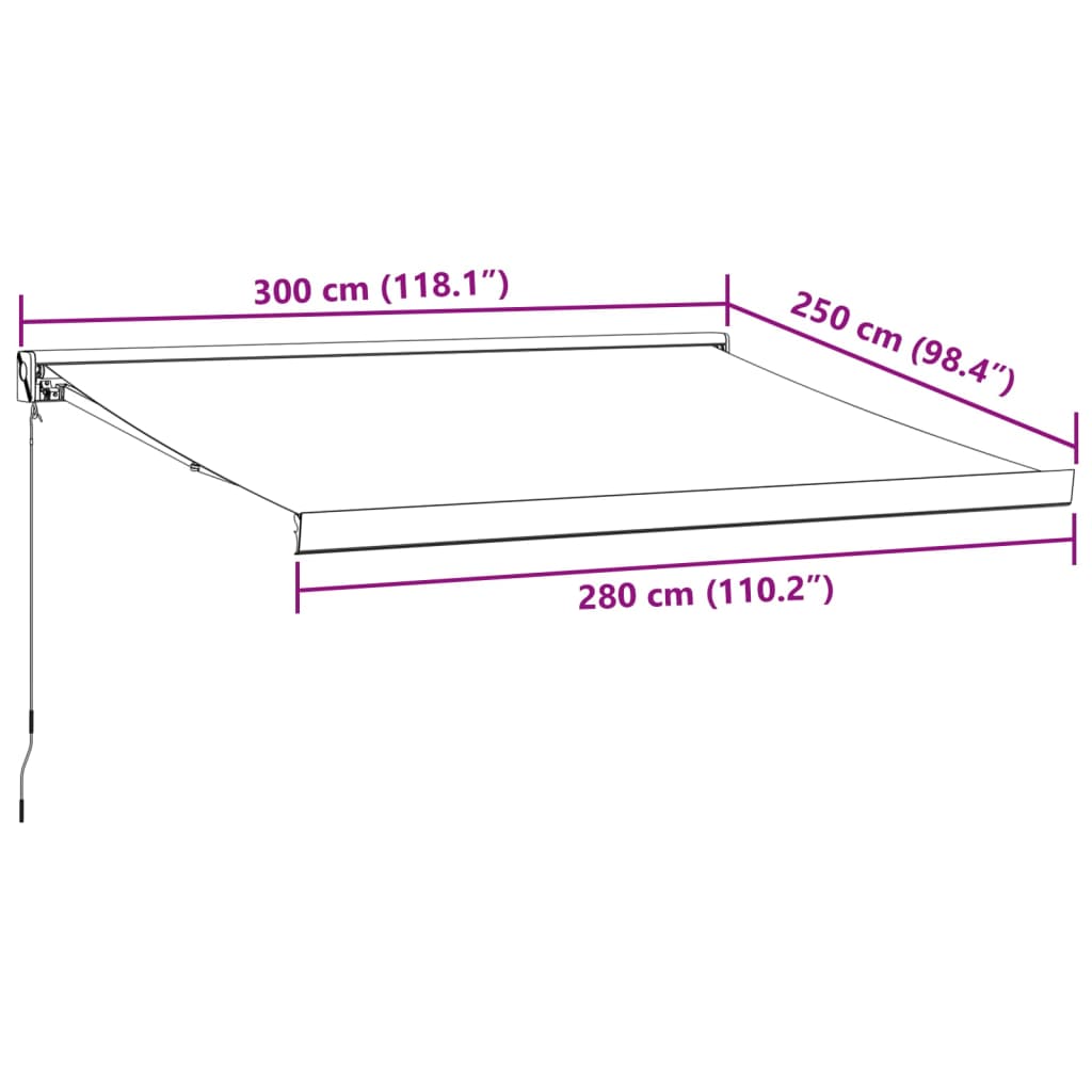 vidaXL Auvent manuel rétractable bordeaux 300x250 cm