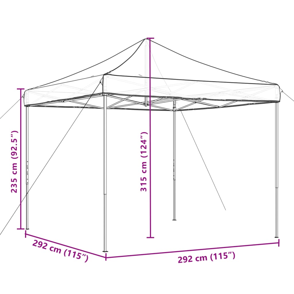 vidaXL Tente de réception pliable escamotable noir 292x292x315 cm