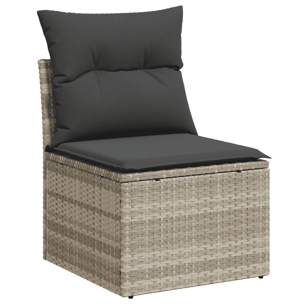 vidaXL Salon de jardin avec coussins 12 pcs gris clair résine tressée