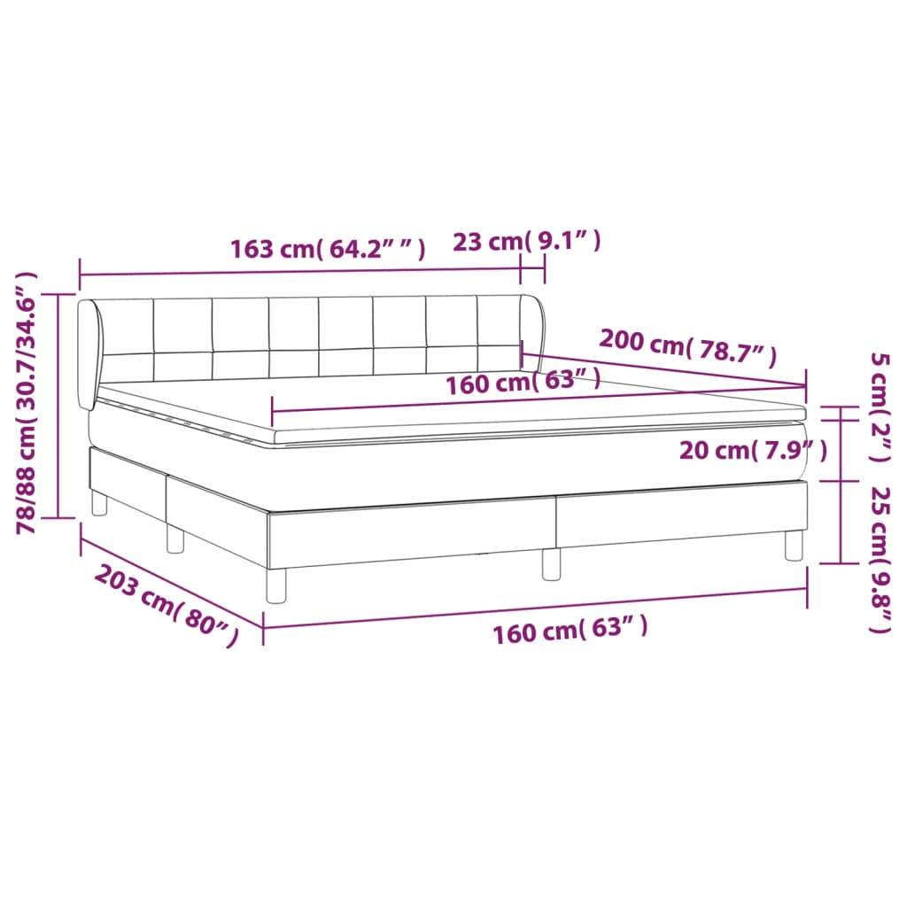 vidaXL Sommier à lattes de lit et matelas Gris clair 160x200cm Velours