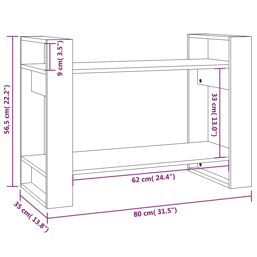 vidaXL Bibliothèque/Séparateur de pièce 80x35x56,5 cm Pin massif