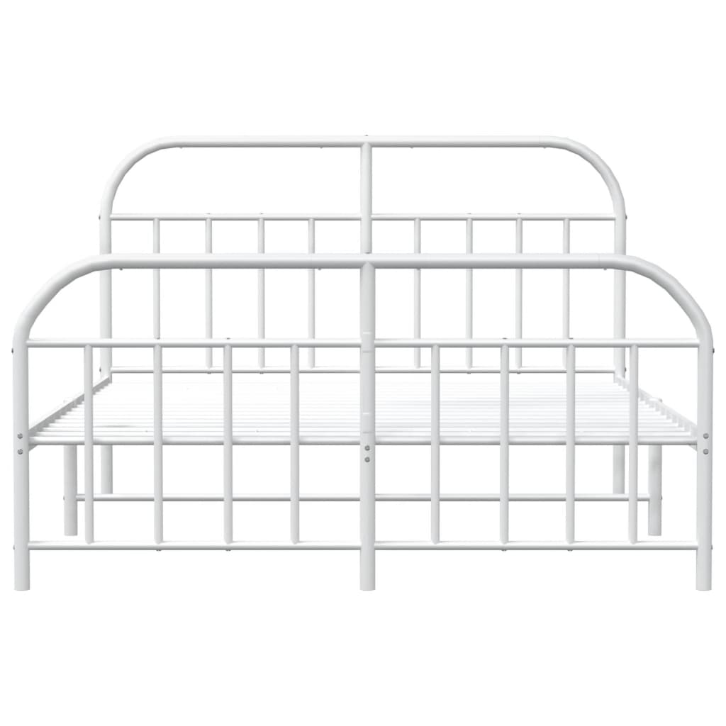 vidaXL Cadre de lit métal sans matelas et pied de lit blanc 183x213 cm