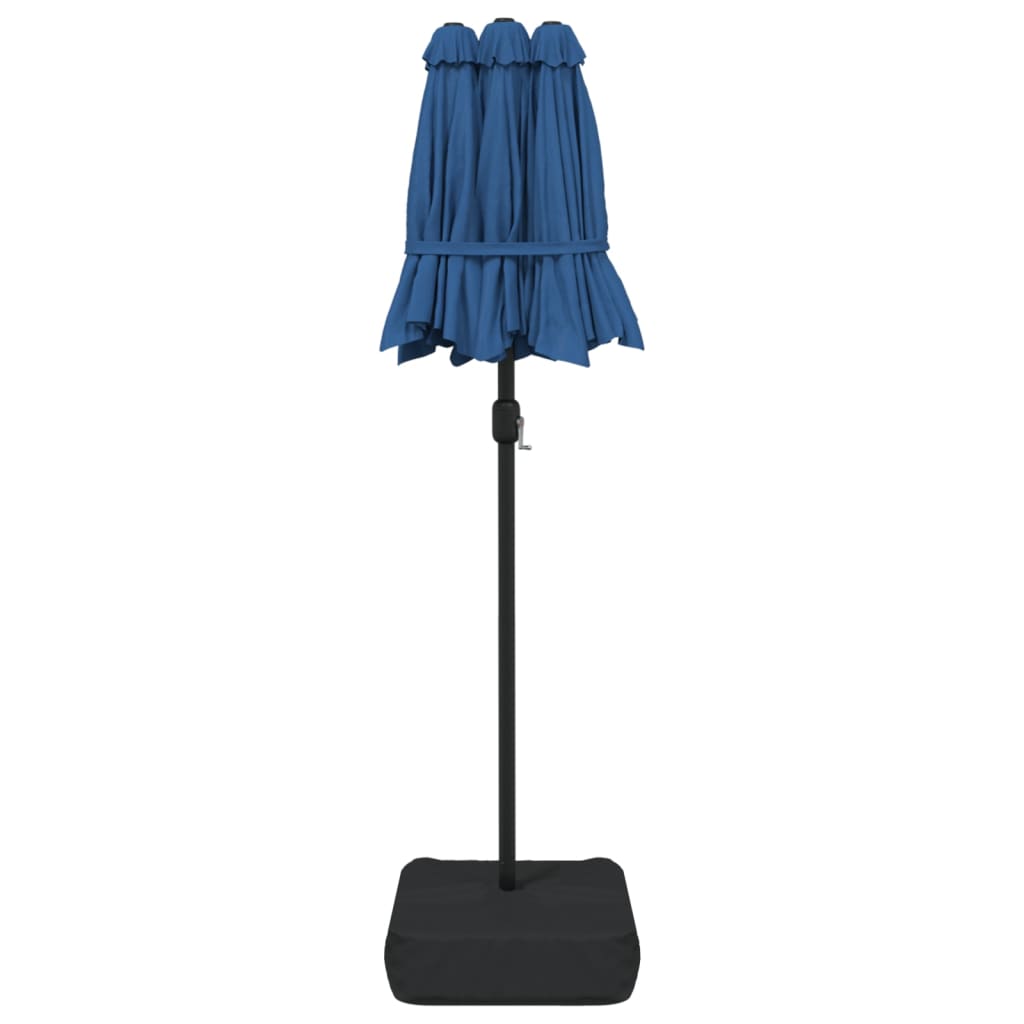 vidaXL Parasol de jardin à double tête avec LED bleu azuré 316x240 cm