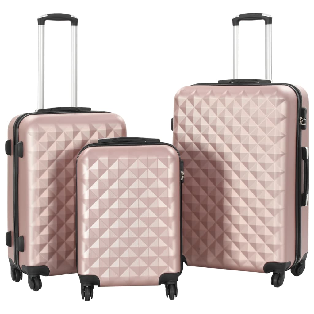 vidaXL Valise rigide 3 pcs Doré rose ABS