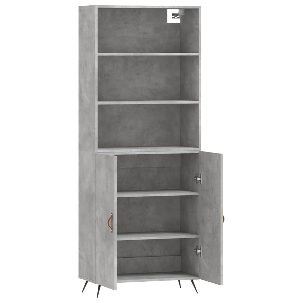 vidaXL Buffet haut Gris béton 69,5x34x180 cm Bois d'ingénierie