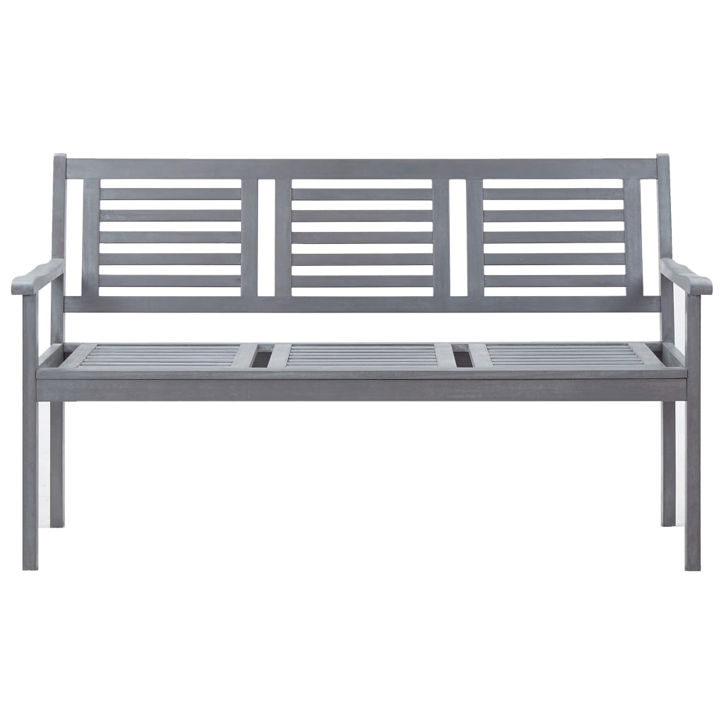 vidaXL Banc de jardin 3 places avec coussin 150 cm Gris Eucalyptus