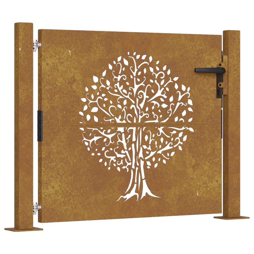 vidaXL Portail de jardin 105x105 cm acier corten conception de l'arbre