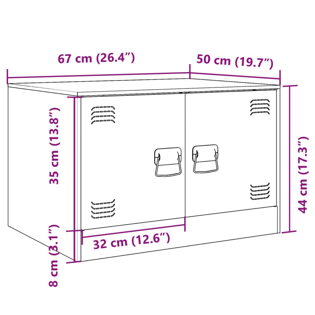 vidaXL Table basse noir 67x50x44 cm acier