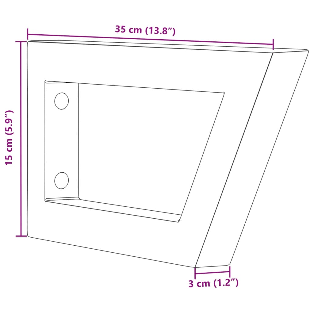 vidaXL Supports d'étagères pour lavabo 2 pcs blanc trapèze acier