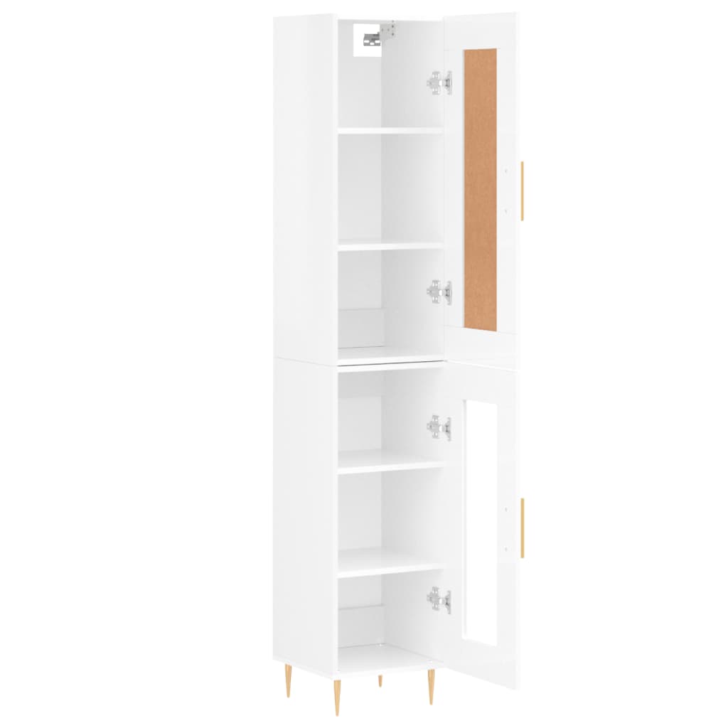 vidaXL Buffet haut blanc brillant 34,5x34x180 cm bois d'ingénierie