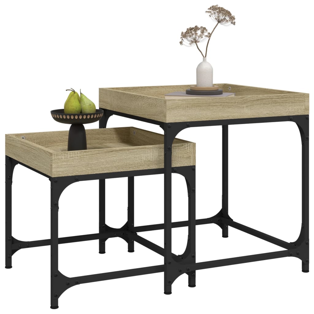 vidaXL Tables d'appoint 2 pcs Chêne sonoma Bois d'ingénierie