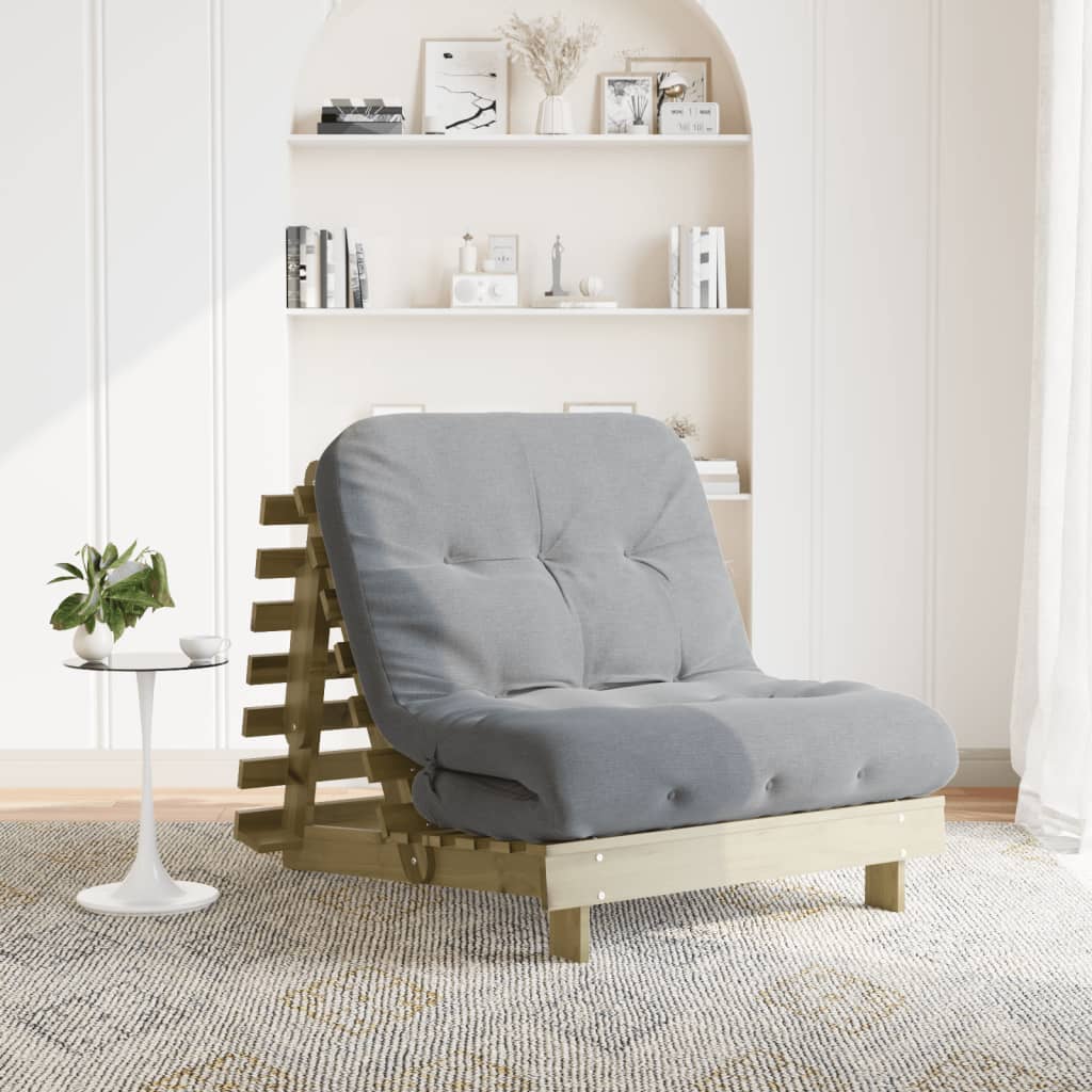 vidaXL Canapé-lit futon avec matelas 80x206x11 cm bois de pin imprégné