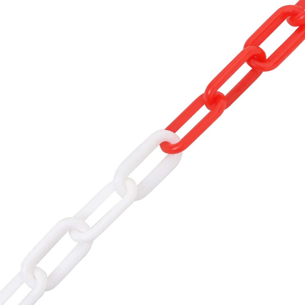 vidaXL Chaîne d'avertissement Rouge et blanc 30 m Ø4 mm Plastique