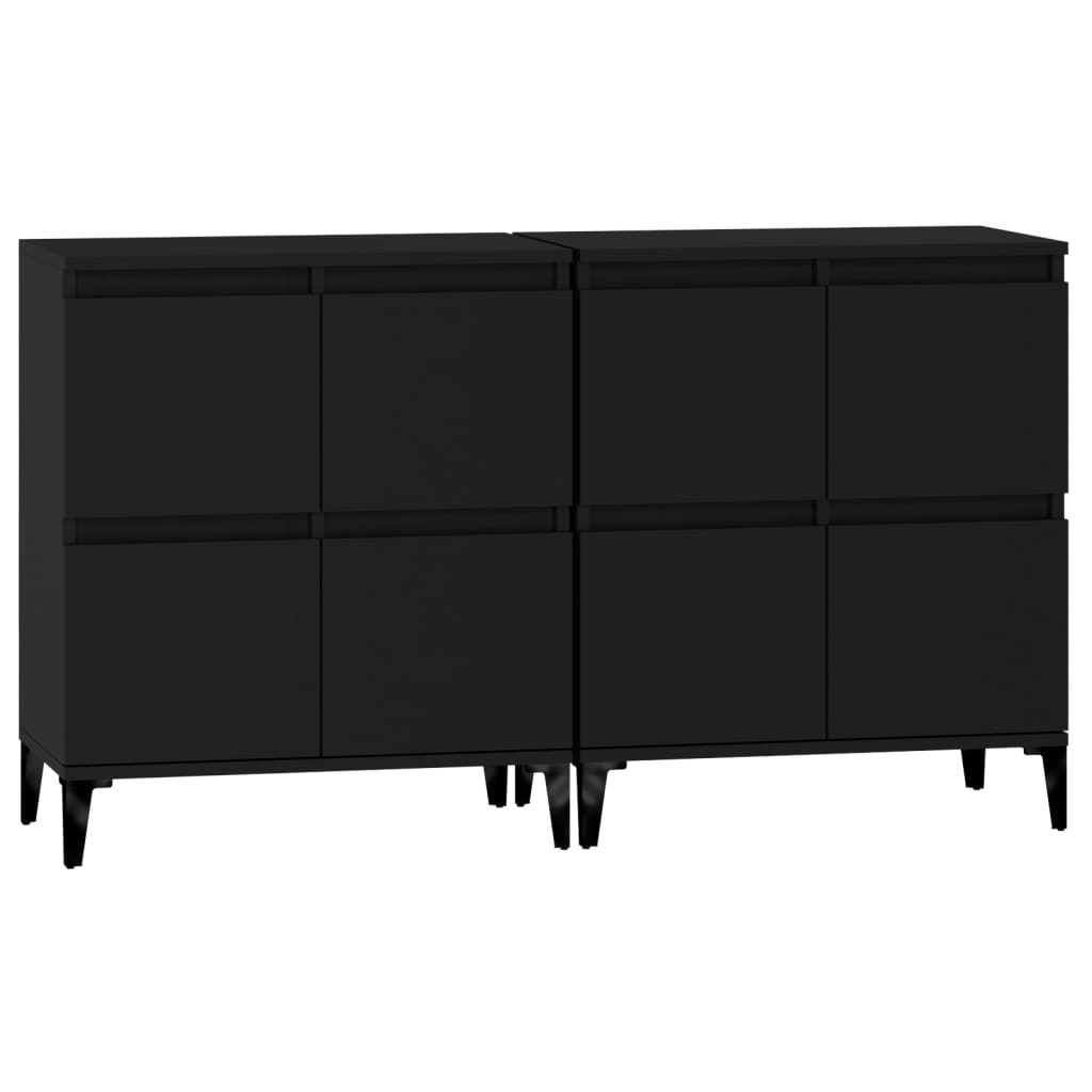 vidaXL Buffets 2 pcs noir 60x35x70 cm bois d'ingénierie