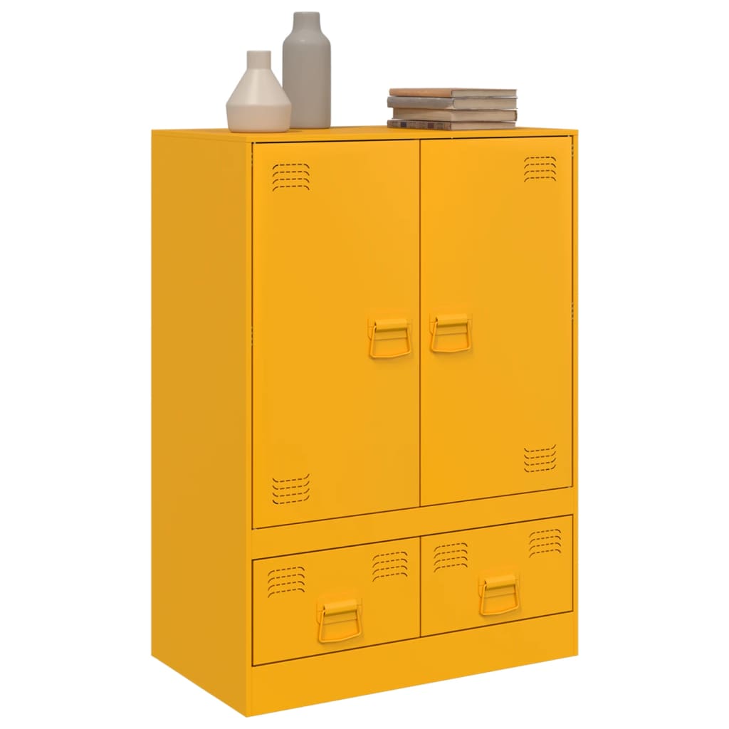 vidaXL Buffet jaune moutarde 67x39x95 cm acier