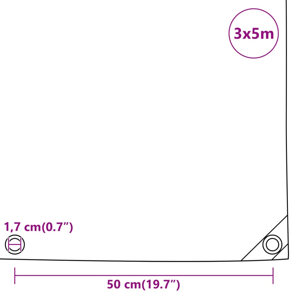 vidaXL Bâche anthracite 3x5 m 650 g/m²