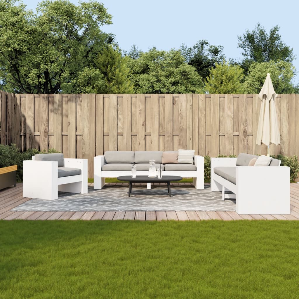 vidaXL Salon de jardin 2 pcs blanc bois de pin massif