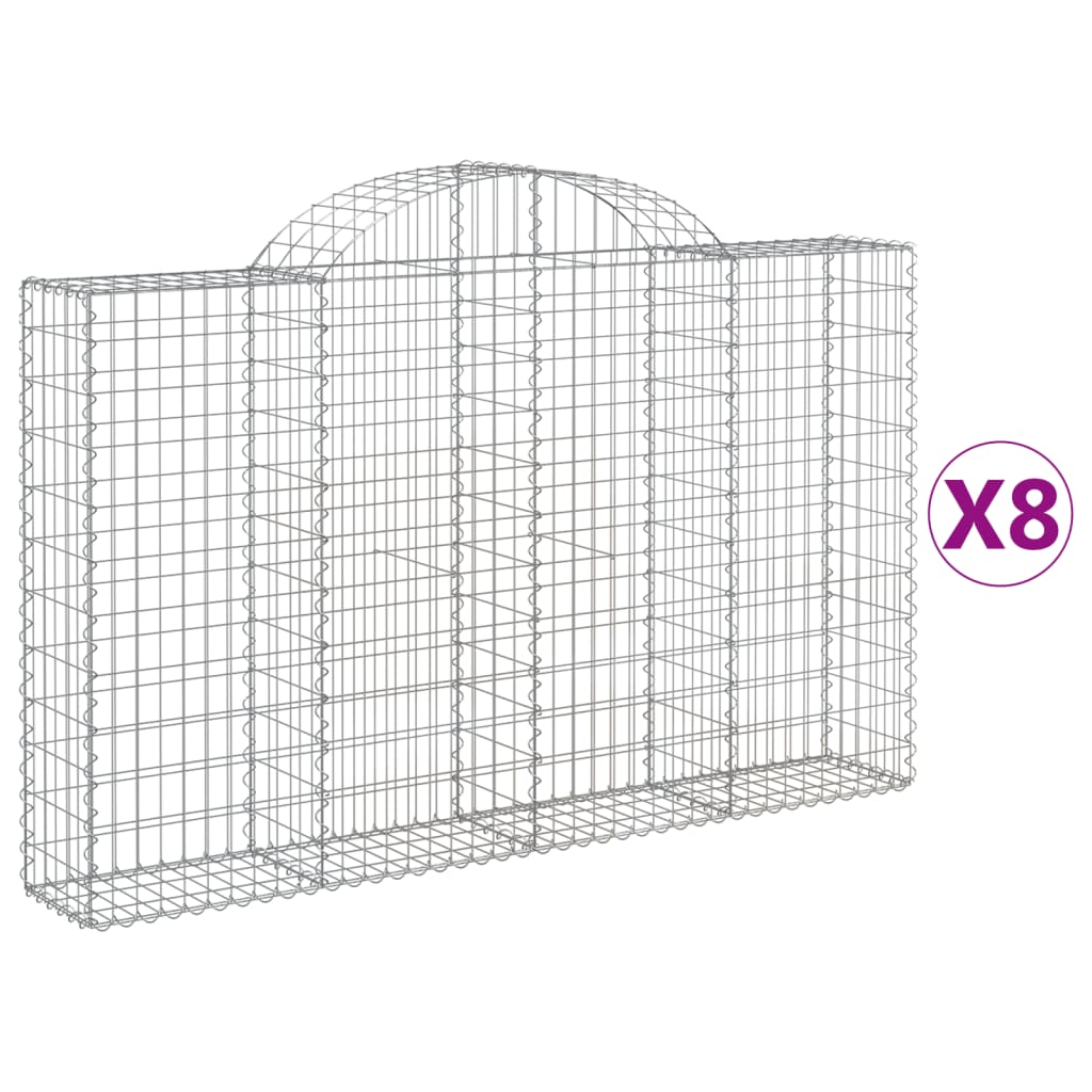 vidaXL Paniers à gabions arqués 8 pcs 200x30x120/140 cm Fer galvanisé