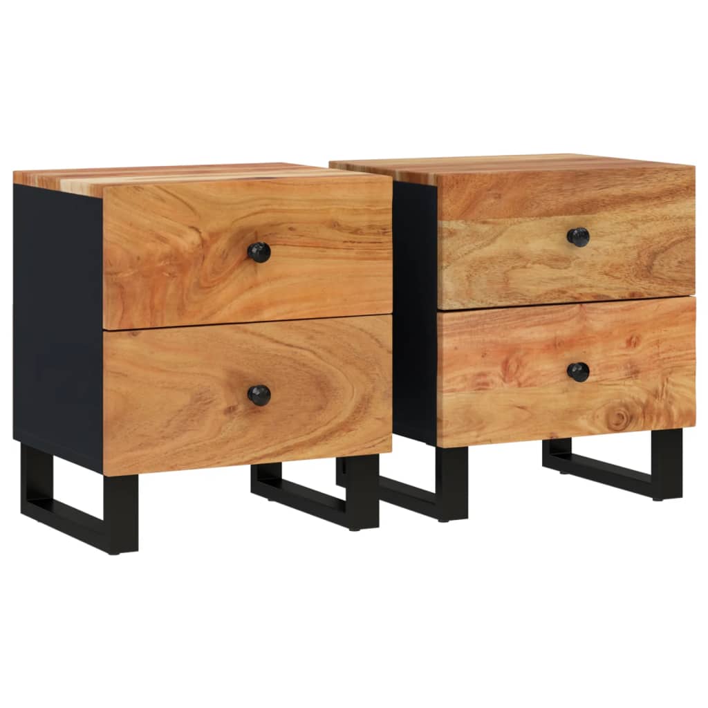 vidaXL Tables de chevet 2 pcs 40x33x46 cm Bois d'acacia massif