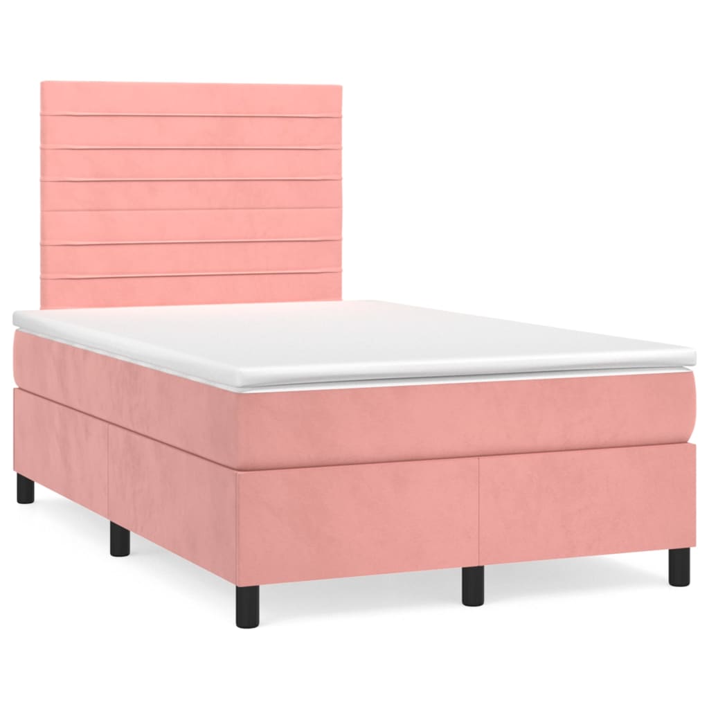 vidaXL Sommier à lattes de lit avec matelas Rose 120x200 cm Velours