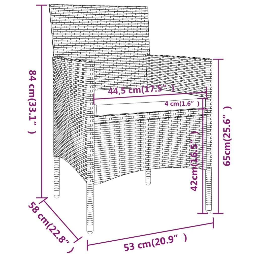 vidaXL Ensemble à manger de jardin 5 pcs Résine tressée Gris