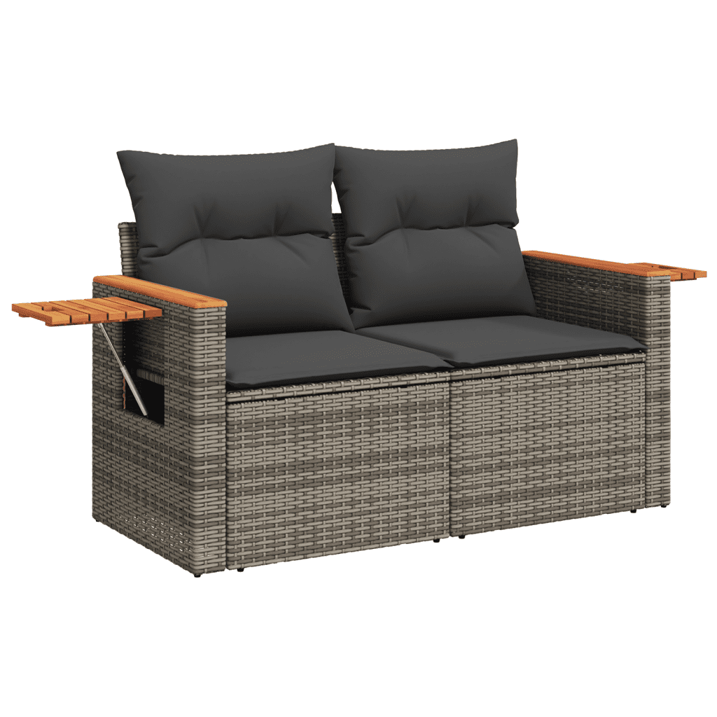 vidaXL Salon de jardin 6 pcs avec coussins gris résine tressée